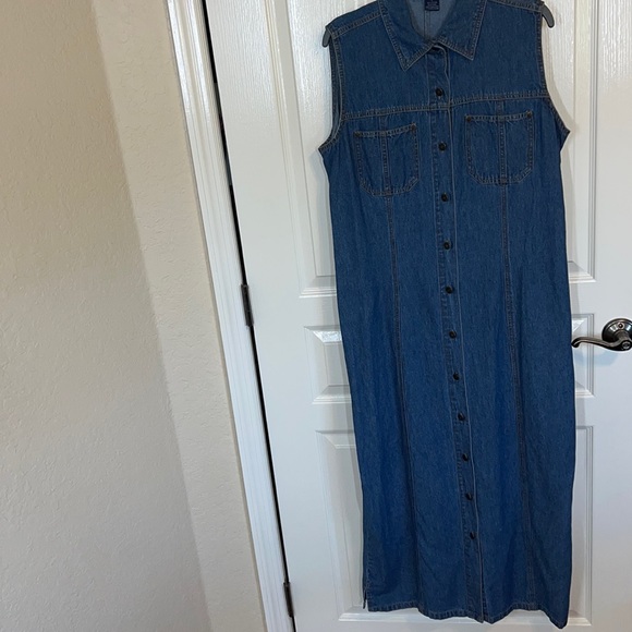 Vintage Sleeveless Denim MIDI Dress Sz L - Picture 2 of 12